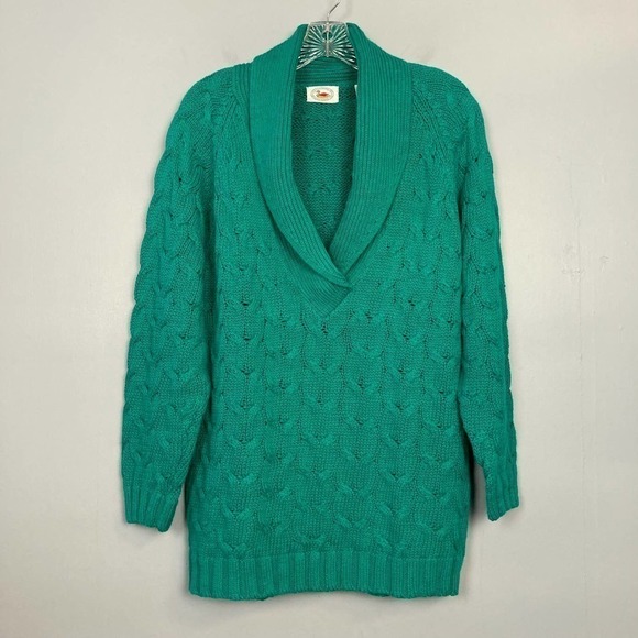 𝅺vintage Marsh Landing Cable Knit Shawl Collar Sweater Women's Size S Oversized - Picture 9 of 11